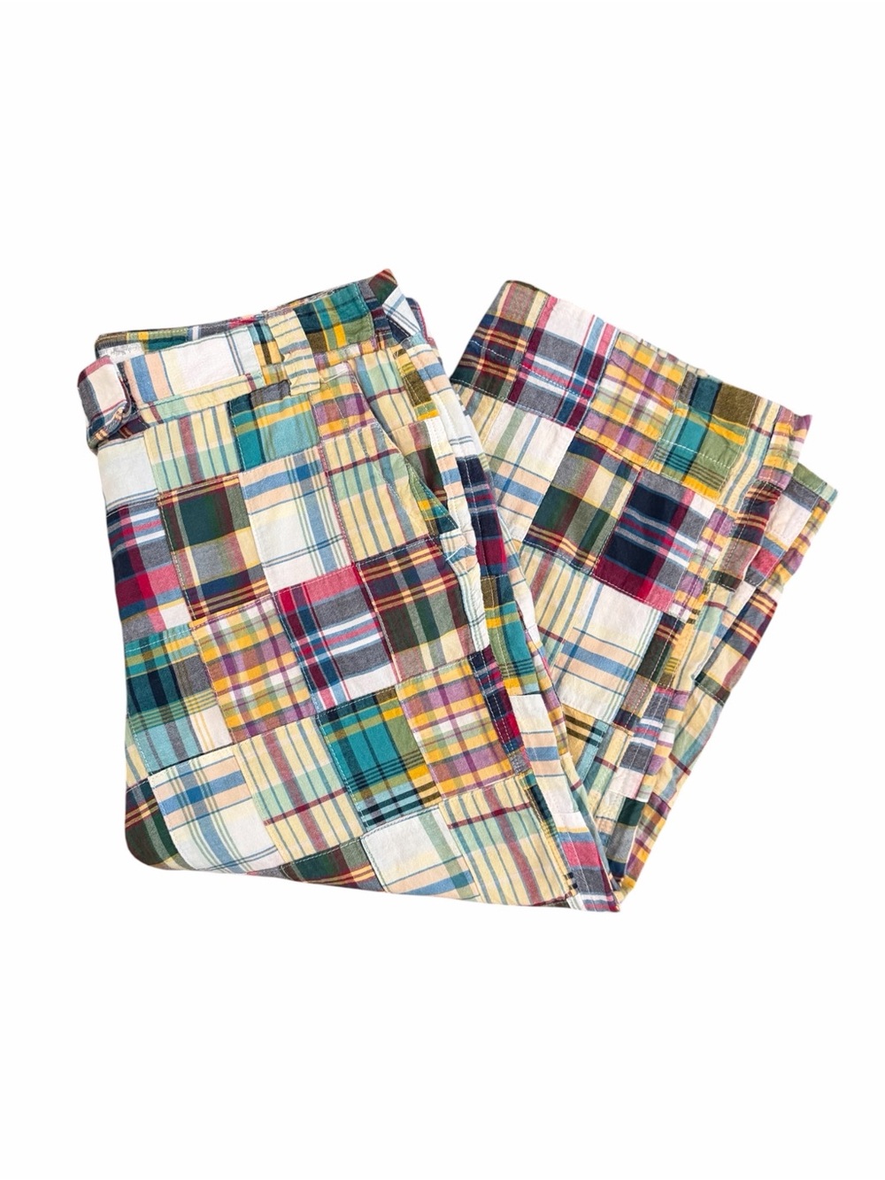 J. Crew Factory Madras Patchwork Plaid Cropped Pants - Picture 2 of 9